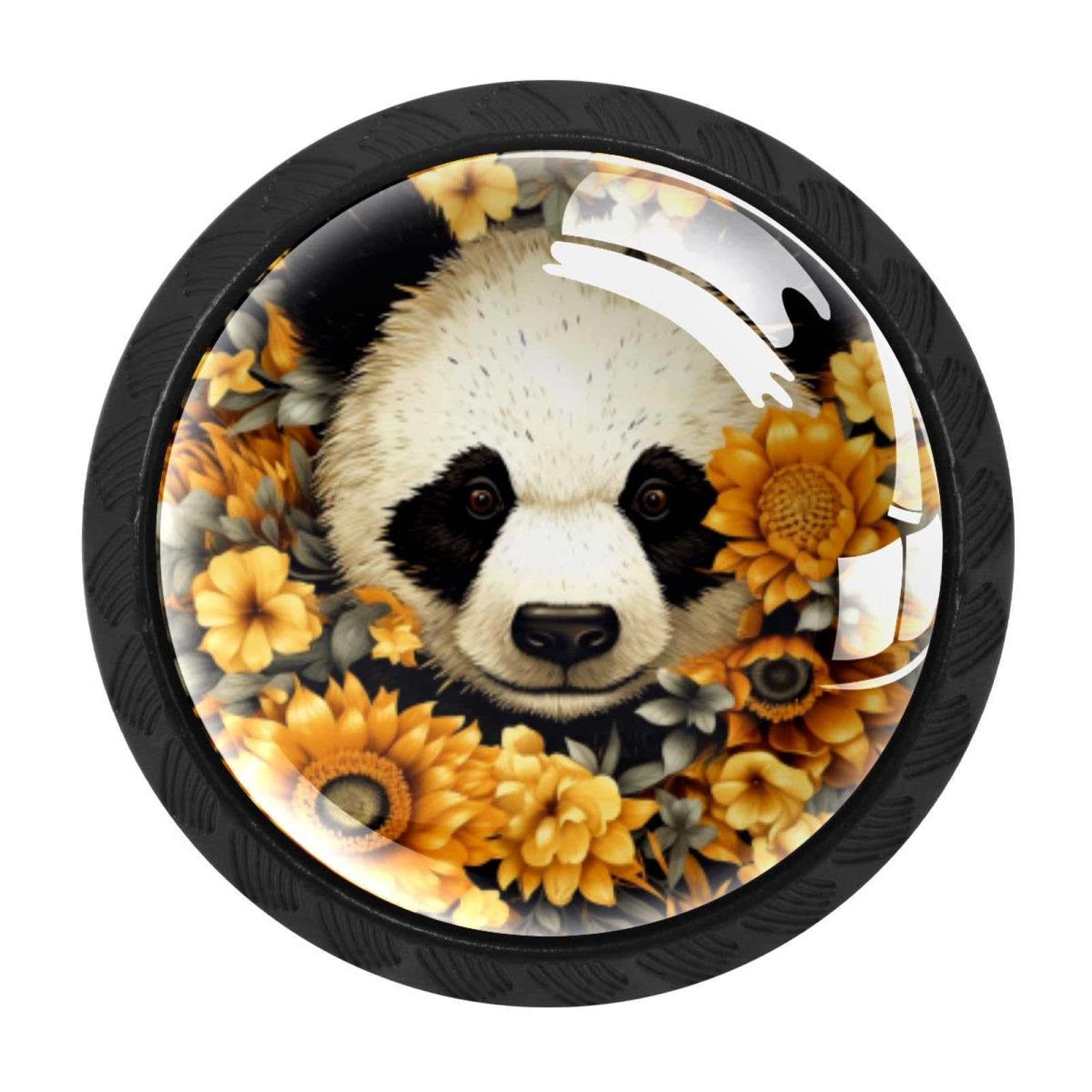 CHENZZZZ Panda Sunflower Cabinet Knobs 4 Pieces Drawer Kitchen Cabinets Dresser Cupboard Wardrobe Unique Pulls Handles