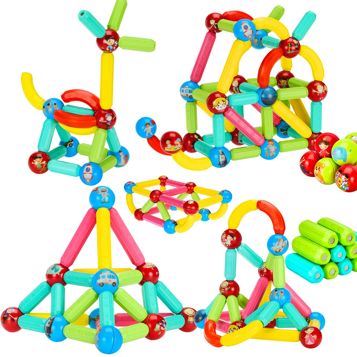 Amazon Brand - Jam & Honey Magplay Roundle|96-Piece Magnetic Sticks and Blocks Building Set - Educational Stem Toy for Toddlers (3+ Years) - Montessori Learning and Construction Kit,Multicolor (B0D7QHM64S) Amazon Price History, Amazon Price Tracker