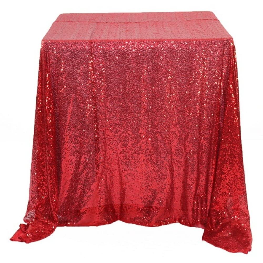 Nappe à paillettes carrée couverture de table rouge et or 150 cm 220 cm 240 cm pour mariage