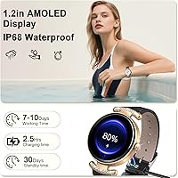 Vista 5 de Relojes inteligentes para mujer, Android IOS, pantalla AMOLED ultra clara de 1.2 pulgadas, rastreadores de actividad física con llamada Bluetooth