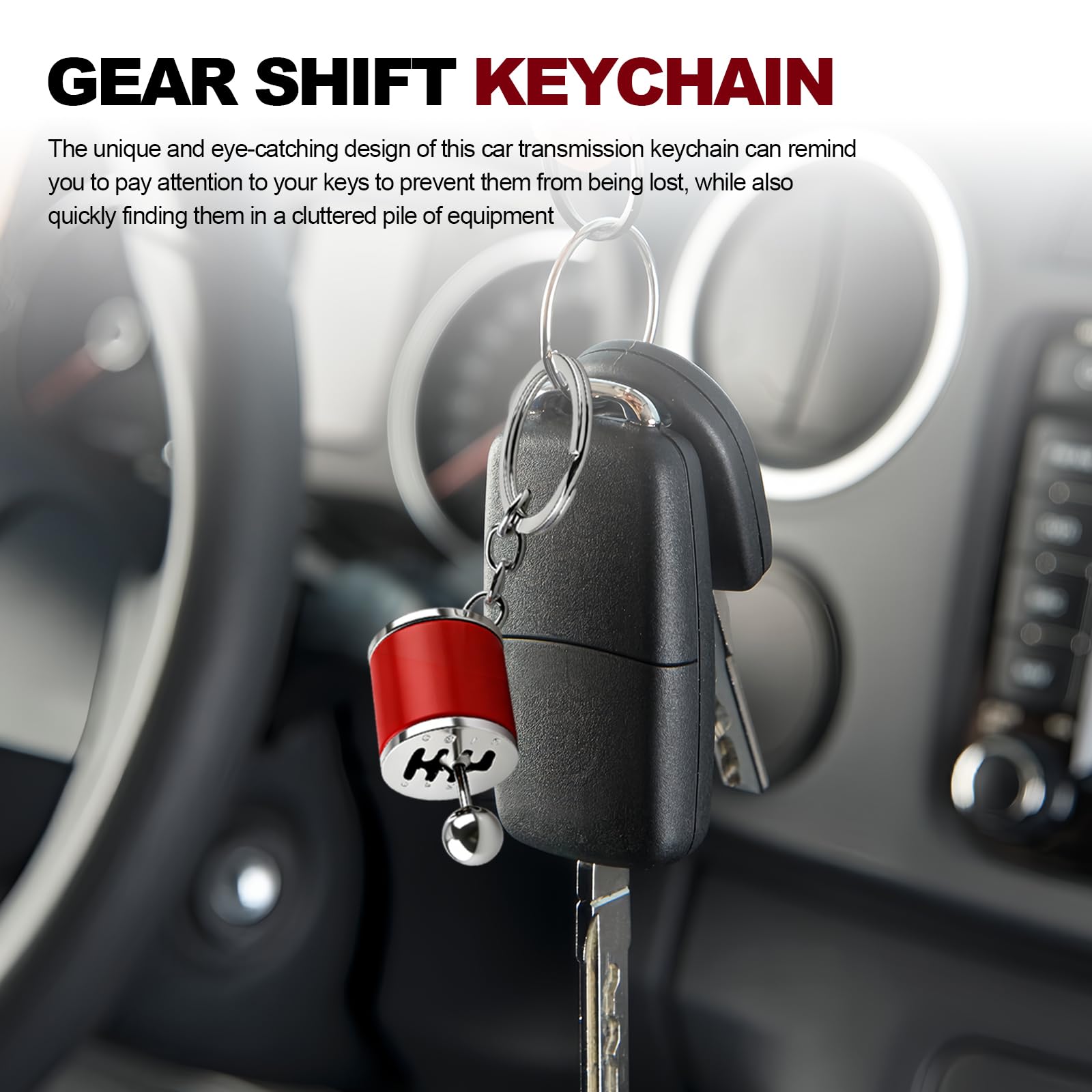 Gearbox Keychain,6-Speed Manual Transmission Stick Shift Keyring,Creative Car Shifter Gear Keyfob,Automotive Lever Keyring Fidget Toy,Shift Lever Keyrings Car Accessories for Cars Lovers Gift (Red) — view 7