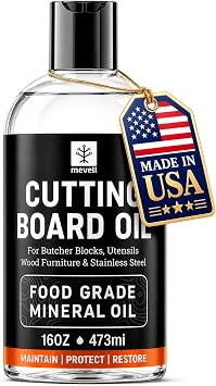 Mevell Food Grade Mineral Oil, Wood Cutting Board & Butcher Block, 16 Oz