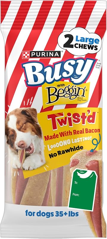 Purina Busy Twist’d com Beggin’ Petisco Mastigável com Bacon para Cães Adultos Grandes, 198 g