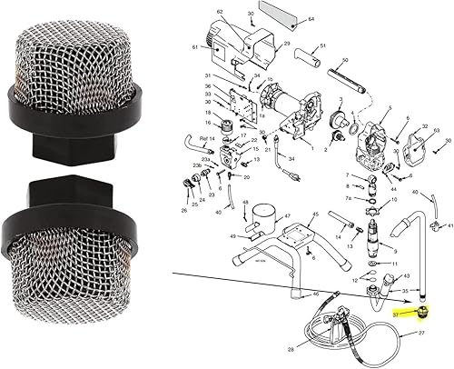 Miniatura 4 de 246385 - Filtro de entrada de manguera 246385 Filtro de malla para Graco 495 Ultra 395 390 Airless Wagner Spraytech Titan bombas de pintura,
