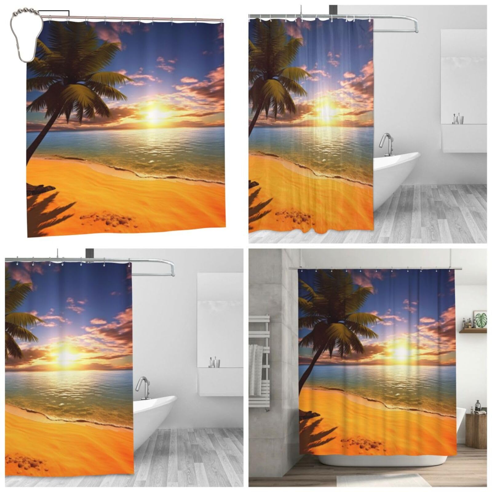 Rideau de douche lavable en machine 183 x 183 cm microfibre anti-projections