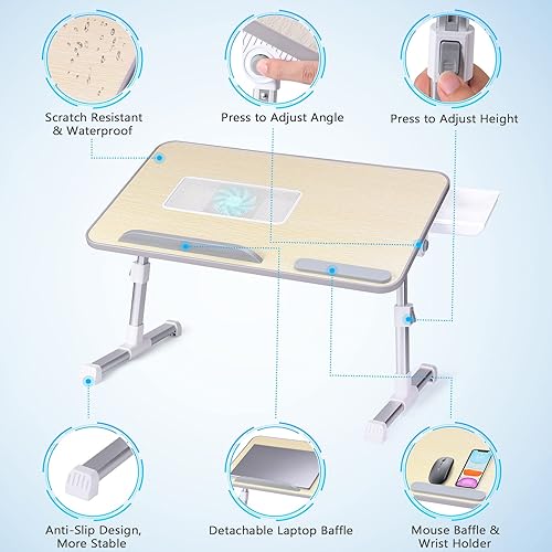 Miniatura 8 de Slendor Escritorio para laptop, soporte ajustable para laptop, mesa de cama plegable, escritorio de regazo portátil, soporte plegable para cuaderno