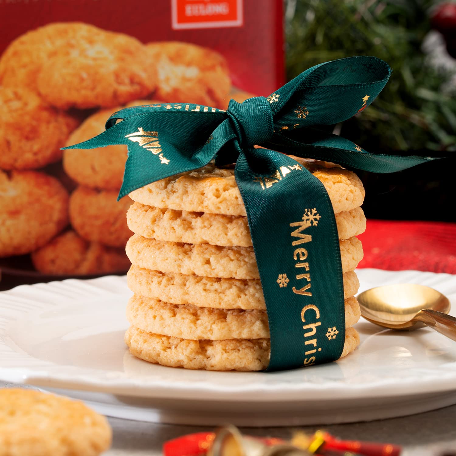 EULONG Coconut Cookies Individually Wrapped, Holiday Cookies Gift Tin Shortbread Cookies, Chinese Gift Cookies Biscuits 18.3 Ounce
