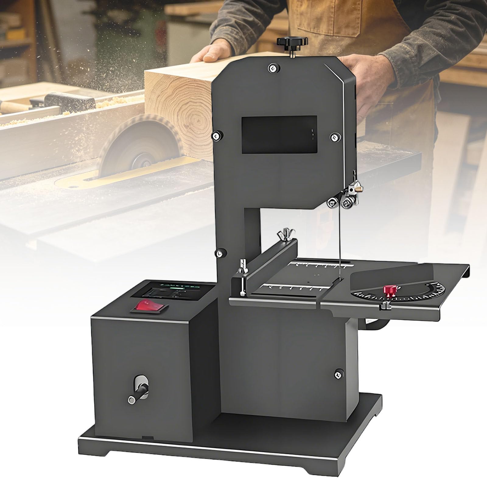 Ymnogjie Multicolor Professional Benchtop Bandsaw | 800W Pure Copper Motor | 70Mm Resaw Depth + 90Mm Throat | Reinforced Metal Base | 0-45° Bevel Cuts | For Hardwood,Softwood