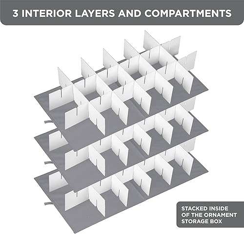 Miniatura 8 de Contenedor de almacenamiento de adornos navideños con divisores, caja almacena adornos de hasta 54-4 pulgadas, con cremallera, conveniente, Gris