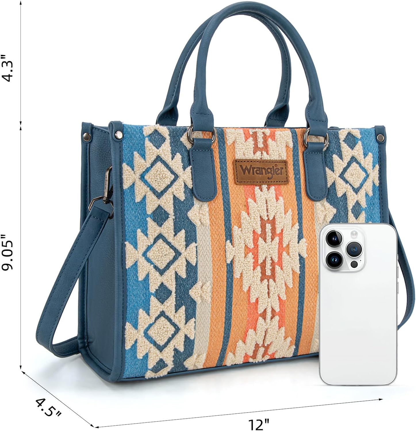 Wrangler Chenille Tote Bag for Women Western Women's Crossbody Handbags Aztec Top-handle Bags