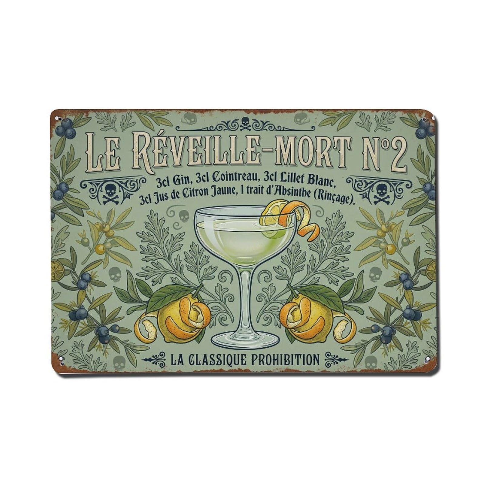 Corpse Reviver Mediterranean Flavor Metal Tin Sign Plaque Wall Decor for Cafe, Club Bar, Office, Home Garden Metal Poster 8x12Inch
