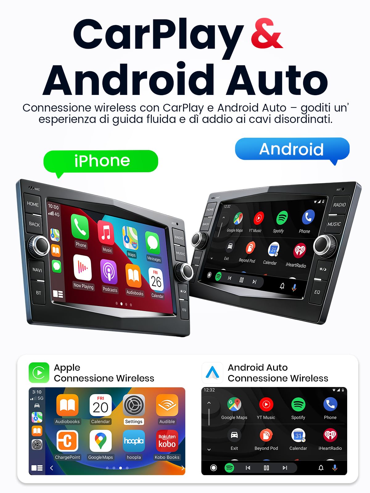 Autoradio Doppio DIN con Schermo per Opel and Vauxhall Astra Corsa Zafira Antara, Wireless CarPlay & Android Auto, Display Touch Auto da 7", 4GB+64GB, Bluetooth WiFi 5 GHz DAB+ FM AUX GPS