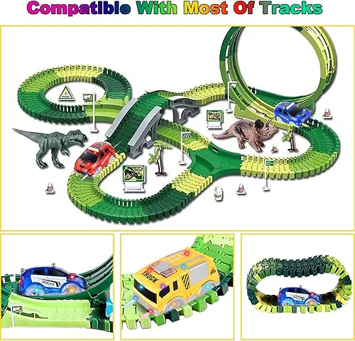 Vista 15 de Autos de pista de repuesto solo con 5 luces LED intermitentes, accesorios de pista de autos de carreras, compatibles con pistas mágicas y pistas