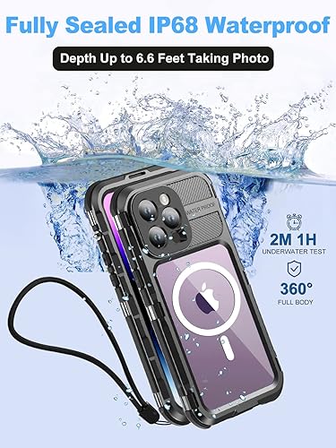 Miniatura 218 de WIFORT Funda impermeable para iPhone 14 Pro - Funda protectora de cuerpo completo de metal resistente, protector de pantalla integrado, IP68 a