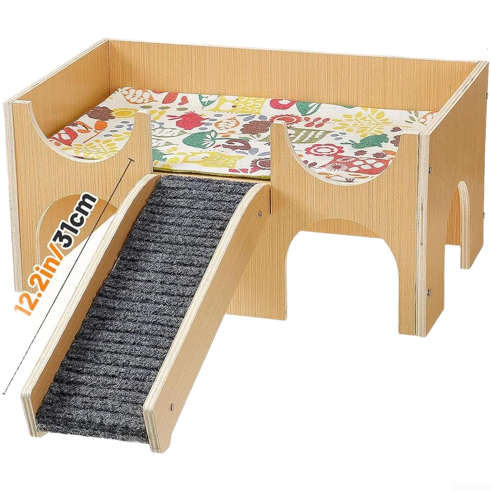 Accessoire de cage en bois gris pour agrandir le confort du hamster