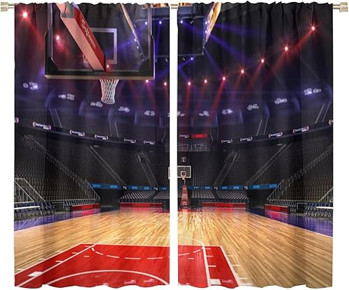 Vista 197 de Boys Sports Curtains Basketball Football Baseball Flame Pattern Printed Curtains Kids and Teenagers' Bedroom Living Room Blackout Curtains W42 * L54