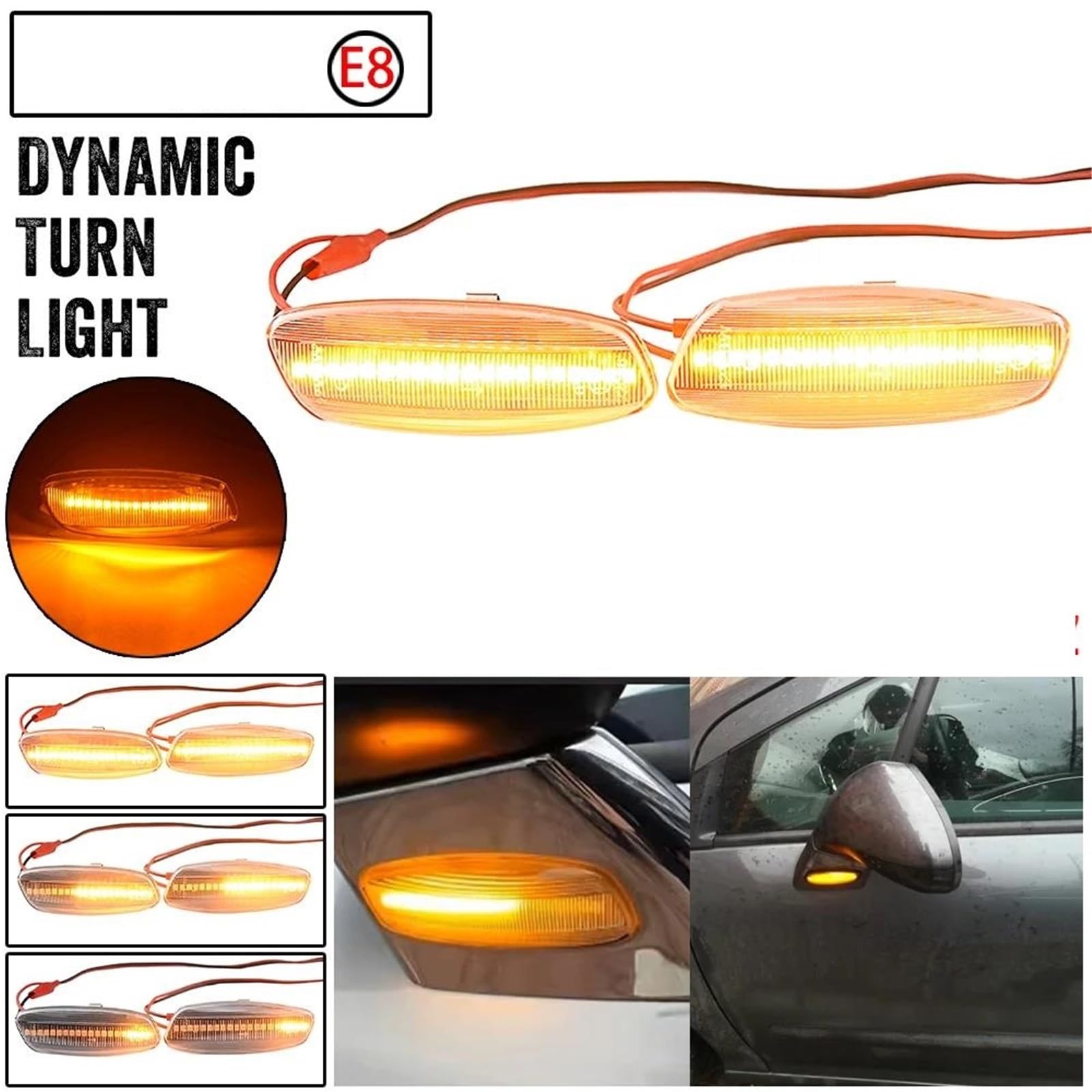 Generico Freccia Laterale Auto Per Citroen C3 C4 C5 DS3 DS4 Luce di posizione laterale a LED dinamica 6325G5, 6325G6(Crystal white)