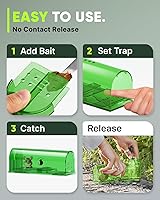 Vista 3 de Motel Mouse Humane Mouse Traps No Kill Live Catch and Release 4 Pack - Reusable, Easy to Use & Clean, No Touch Release, Sensitive Includes Cleaning
