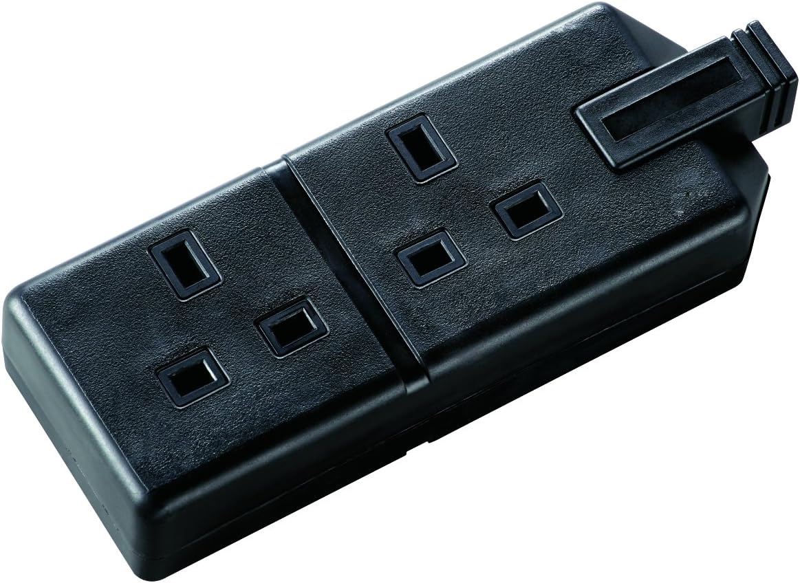 Masterplug ELS132B-01 Permaplug Two Socket Trailing Socket, without Plug and Cable, 13 Amp, Black