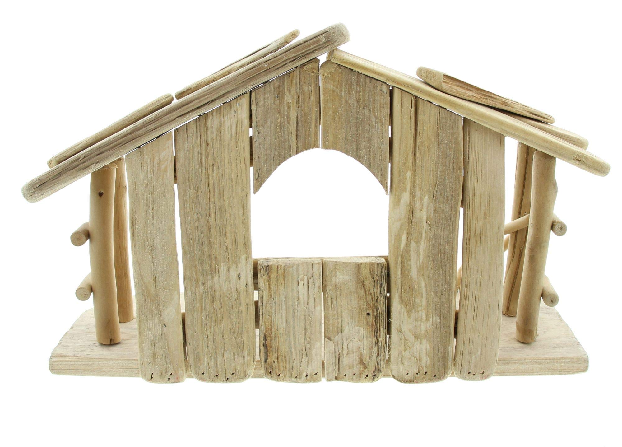 FRANK FLECHTWAREN Krippe, Weihnachtskrippe, Advent, Christkind, Rustikaler Charme, Stall aus stabilem Treibholz, Maße 40 x 15 x 25 cm