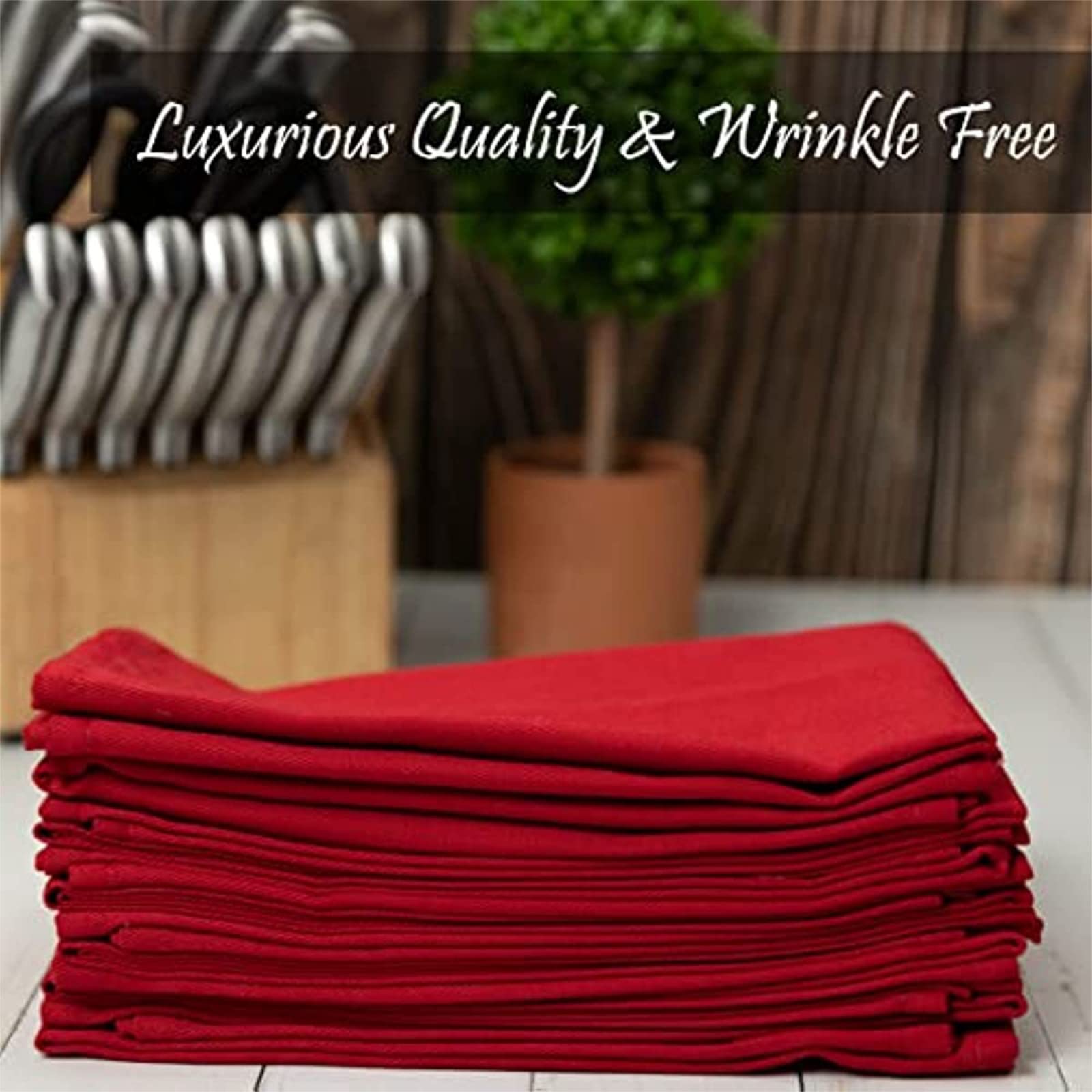 Stoffservietten Leinenservietten,4/6 / 8er Set 100% Baumwolle und Leinen Servietten Stoff, Stoffservietten Leinen 40 x 40 cm Kitchen Stoffservietten Dekoration (Rot,8er Set)