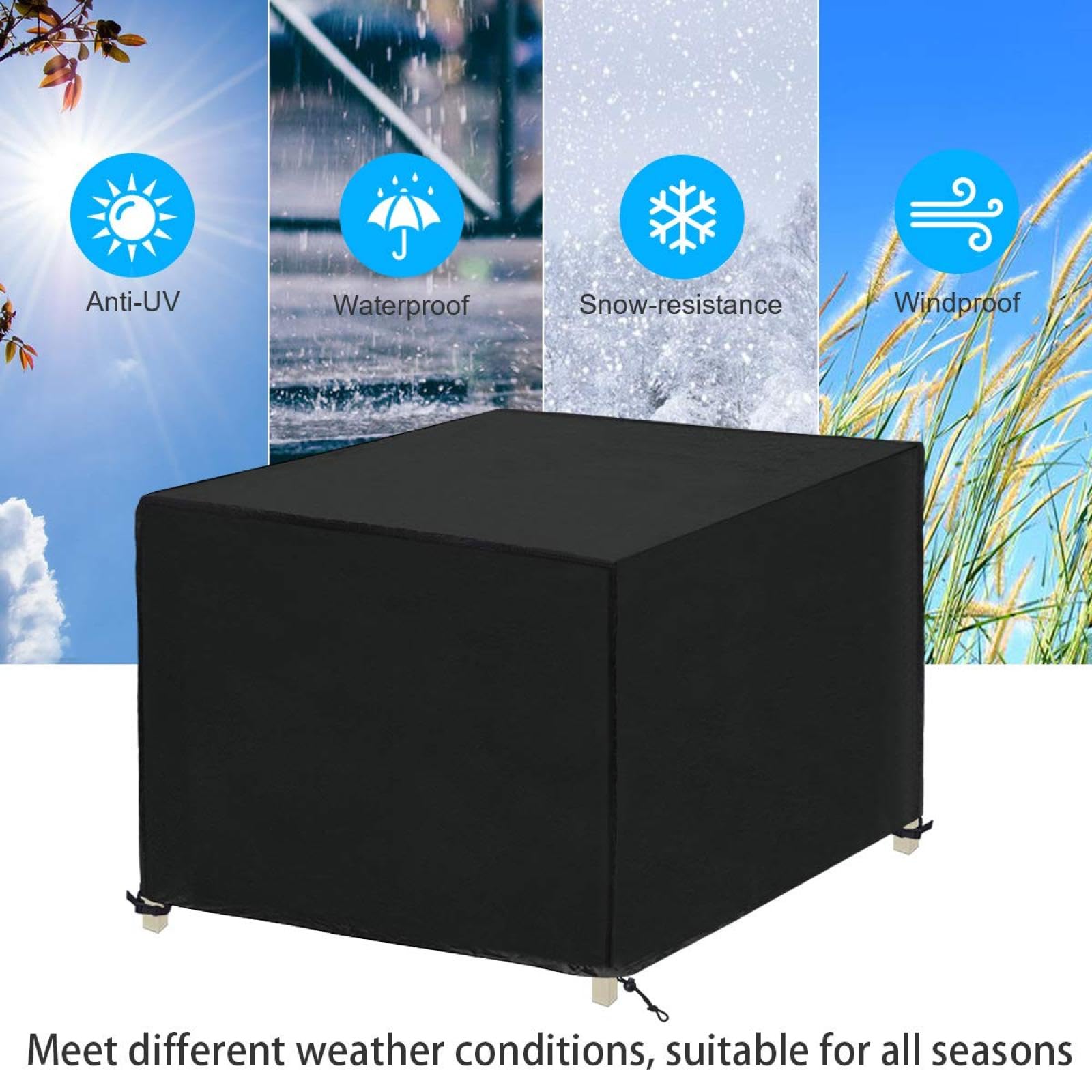 Abdeckung für Gartenmöbel 235x235x90cm 420D Oxford Schutzhülle für GartenTisch,Rechteckig Abdeckung für Gartenmöbel Winterfest