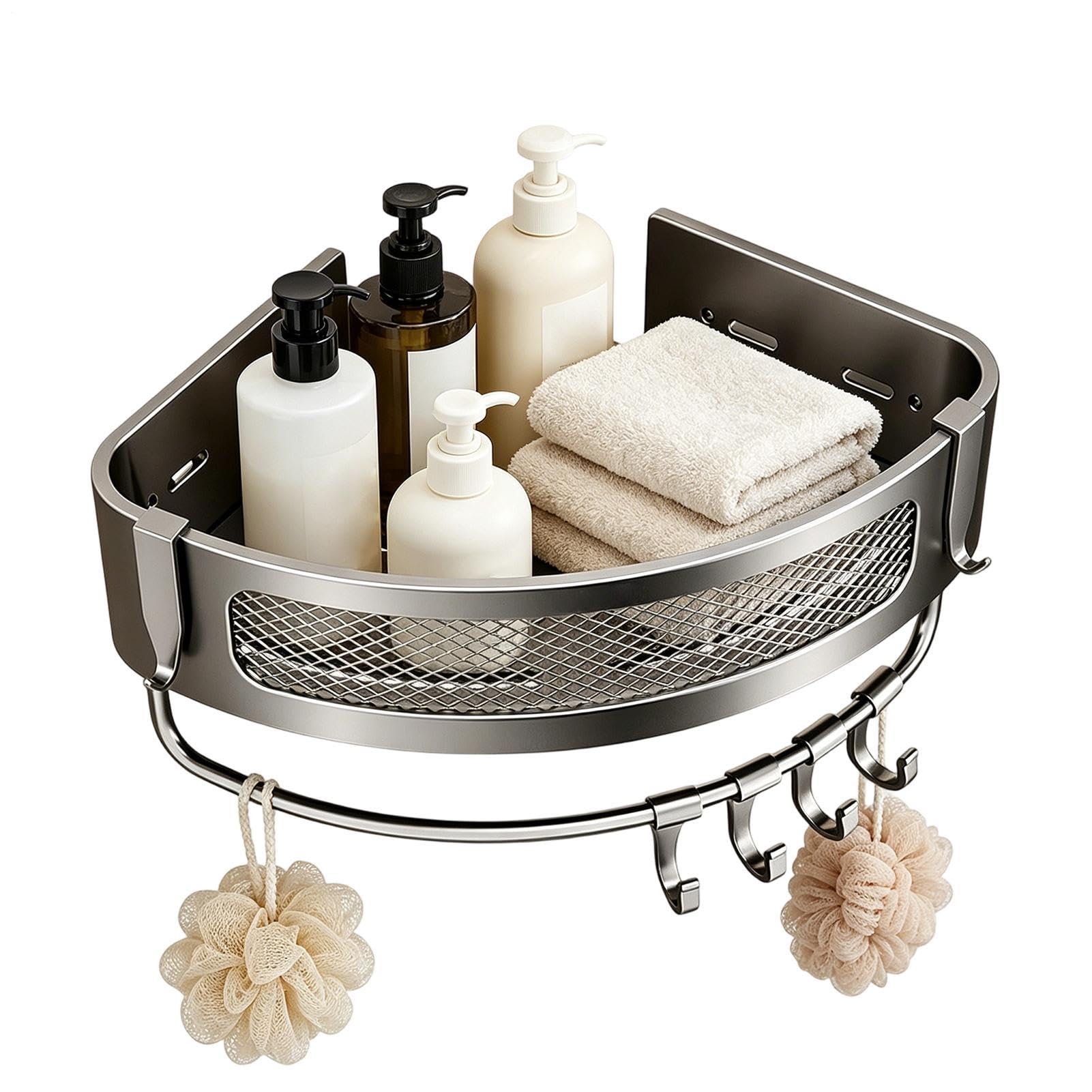 Support de rangement d'angle adhésif pour douche ordonnée