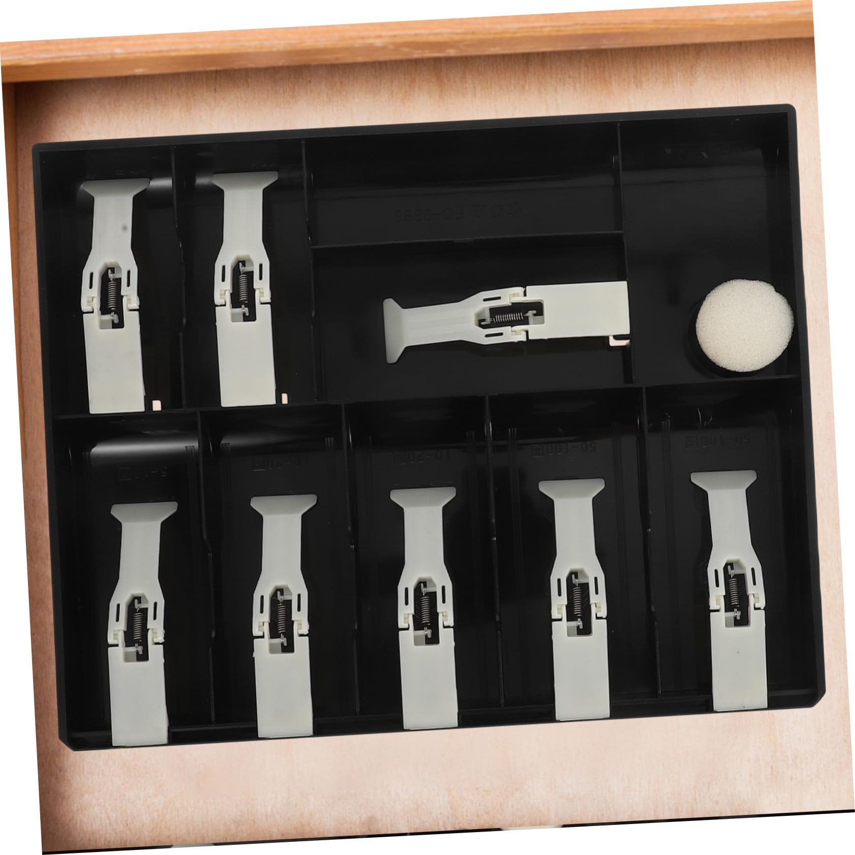 Operitacx Vassoio per Contanti in Plastica con Clip Organizer per Denaro con Scomparti Vassoio Portamonete per Registratore di Cassa Negozio e Supermercato