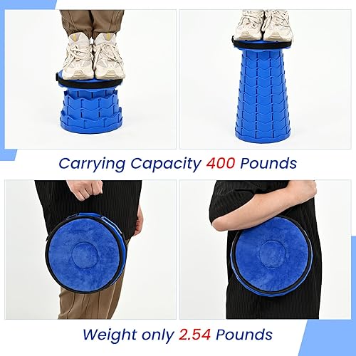 Miniatura 2 de Paquete de 2 taburetes plegables mejorados con cojín, taburete plegable retráctil, capacidad de carga máxima de 400 libras, taburetes telescópicos