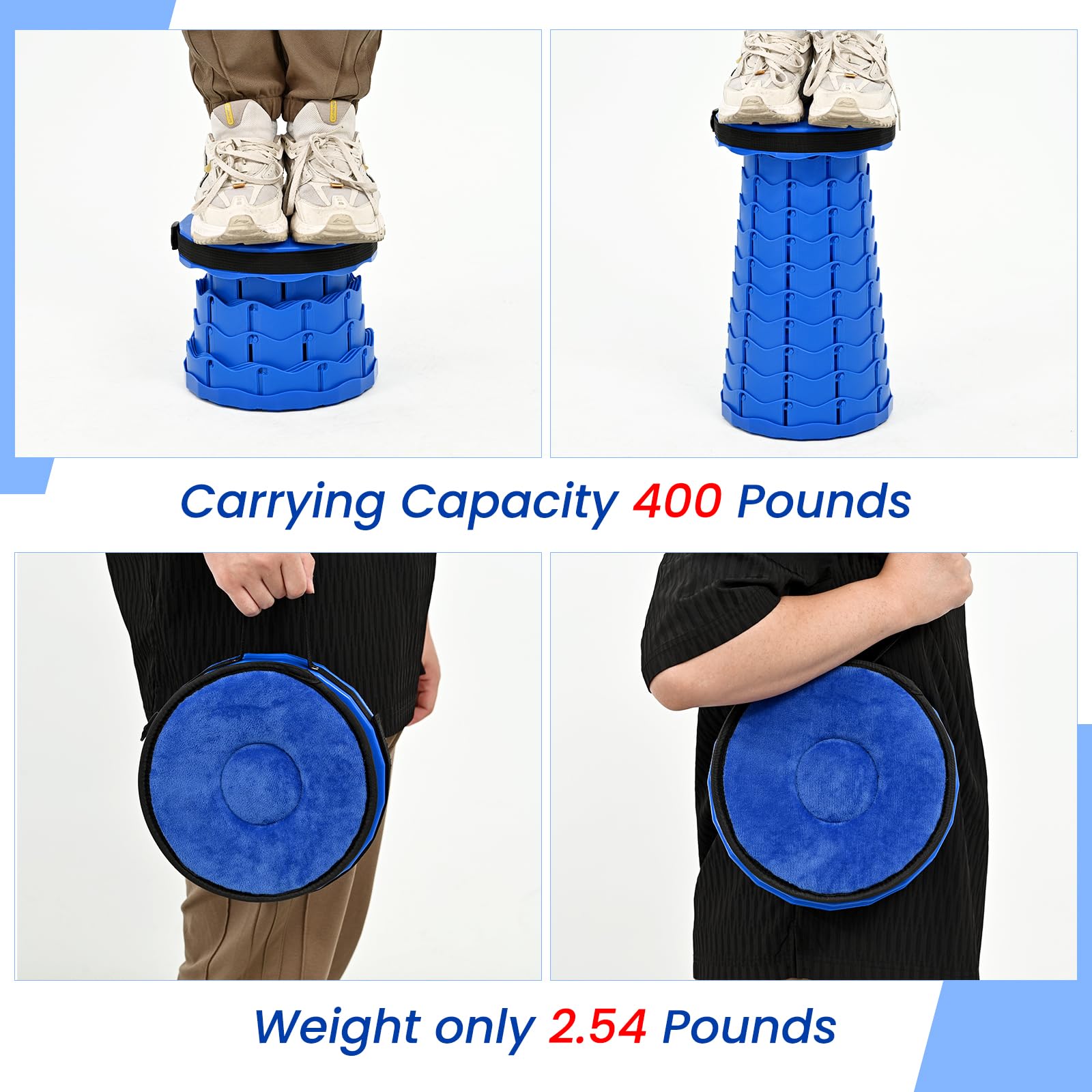 Sgabello Pieghevole Da Campeggio HVDHYY - Portatile, 7 Altezze Regolabili, Portata 215kg, Rosso - Foto 3