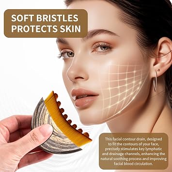 2 PCS Lymphatic Contour Face Brush,Lymphatic Drainage Brush,Dry Lymphatic Drainage Massager,Ergonomically Designed to Fit The Skin Precisely