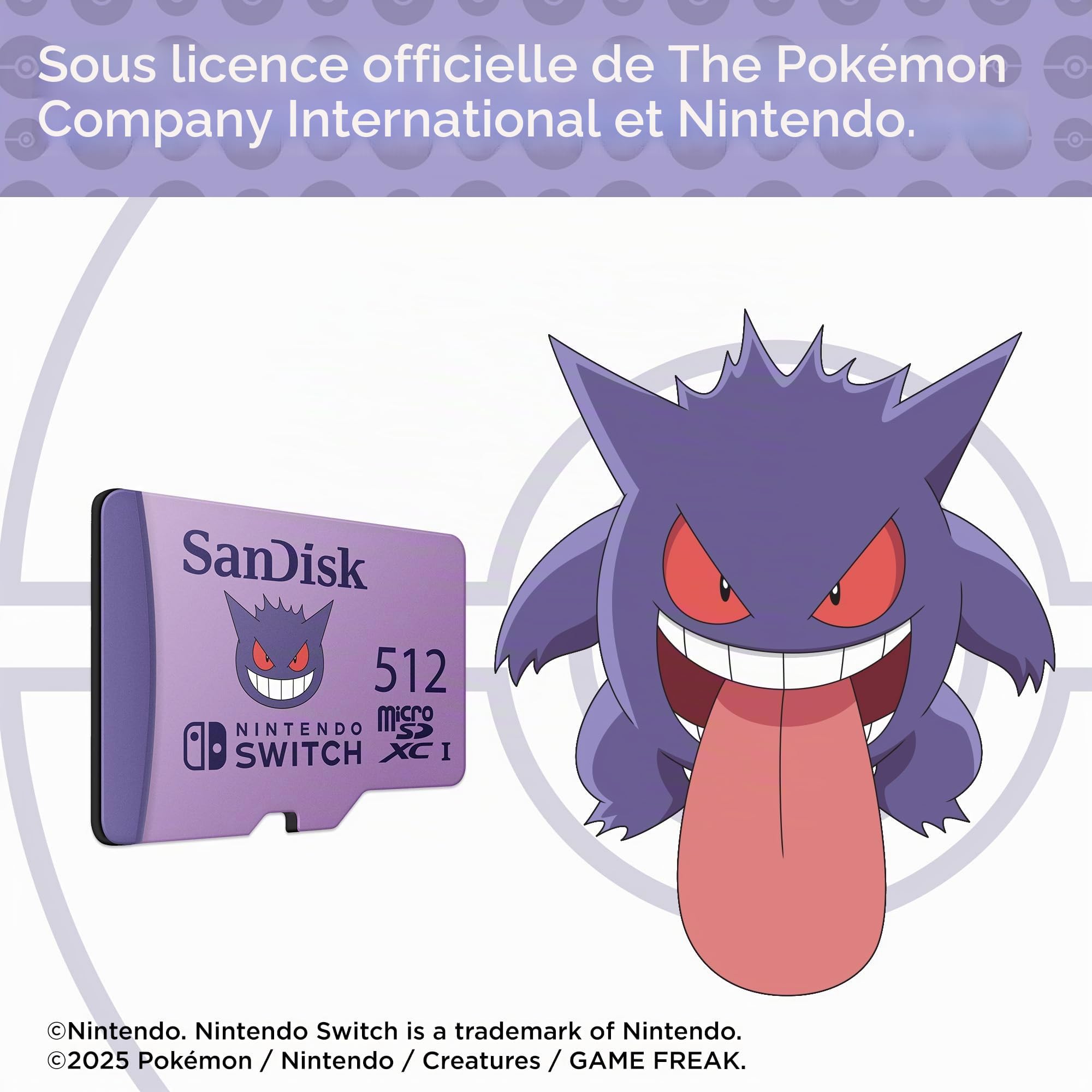 Carte mémoire micro SD SanDisk Pokémon 512 Go Violet pour Nintendo Switch