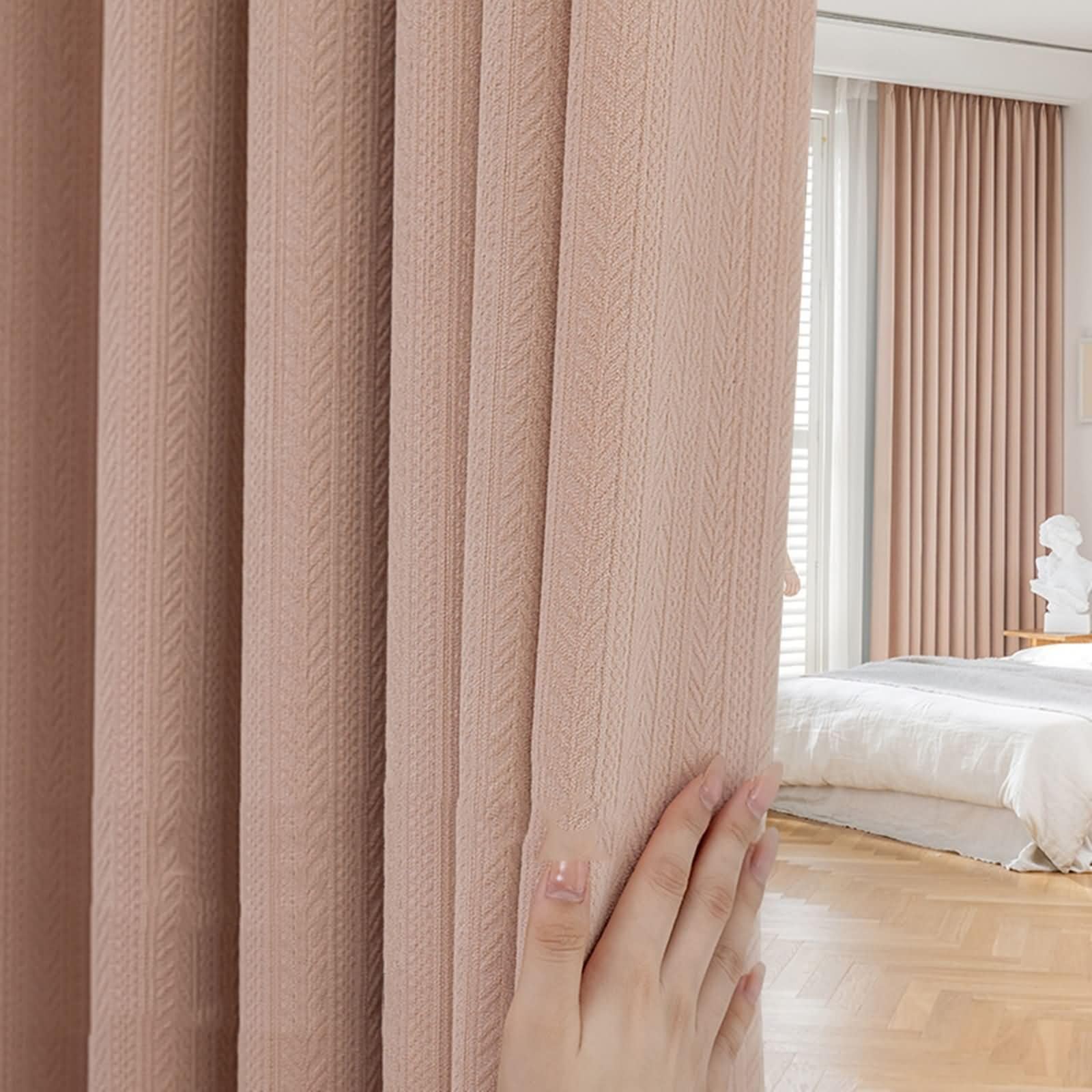 Rideau de chambre vintage rose chenille occultant pour nuits paisibles