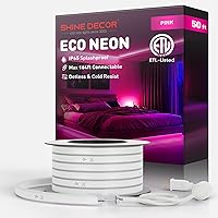 Vista 34 de Shine Decor Tira de luces LED de cuerda AC 120V, tira de neón eco sin puntos de 120LEDs/M, conectable y cortable, ETL IP65 impermeable y resistente