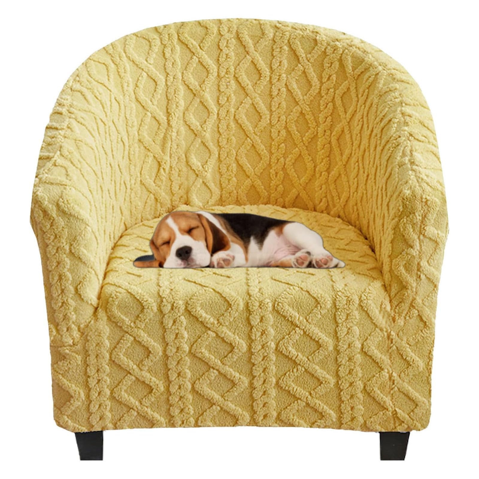Funda de sillón club suave y esponjosa de alta elasticidad color amarillo
