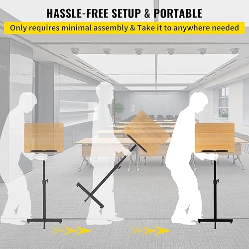 Miniatura 6 de VEVOR Soporte de podio para atril mesa de computadora portátil ajustable en altura presentación portátil para aula oficina iglesia escritorio
