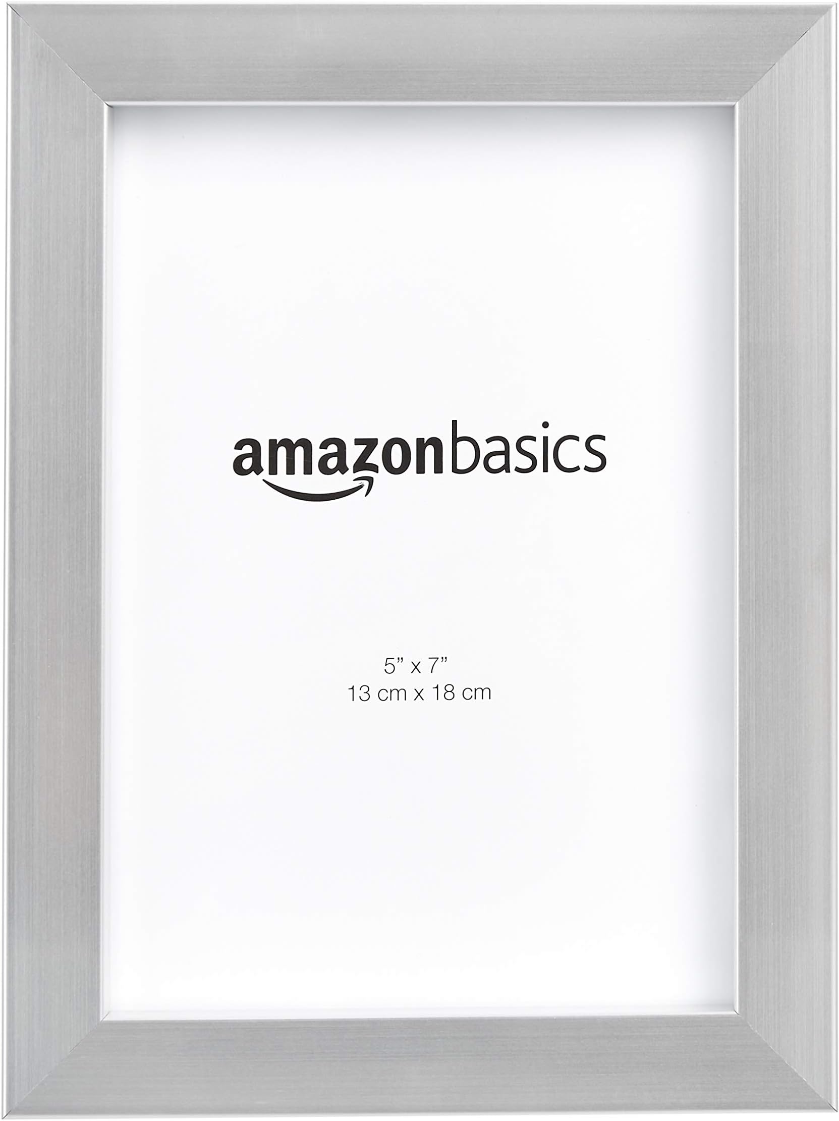 Amazon Basics Rectangular Photo Frame, Nickel, 2-Pack, 13 x 18 cm