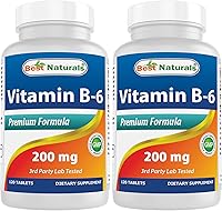 Vista 1 de Best Naturals Vitamina B6 200 mg para adultos, 120 tabletas (120 unidades (paquete de 2))