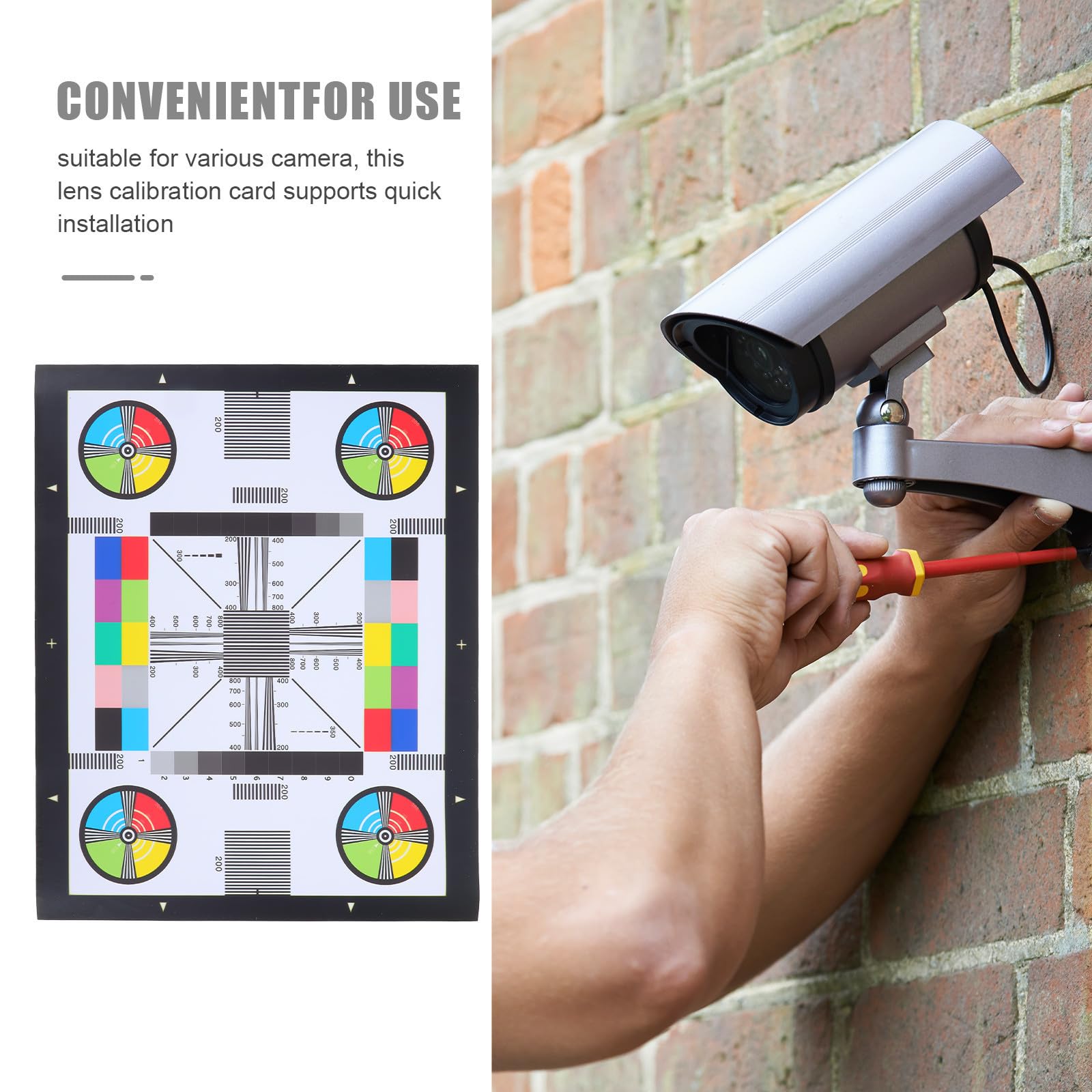 Farbtesttafel und Kameratesttafel 40x30cm Robust für CCTV Systeme mit Fokus Einstelltabelle zur Überwachungskamera Inspektion im Innen und Außenbereich
