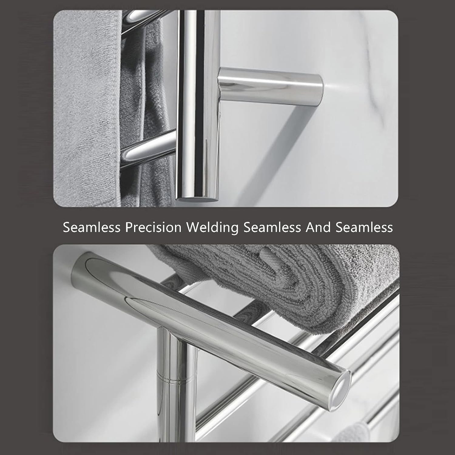 ,for Bathroom Wall Mounted Bath Towel Heater,Plug-in Electric Heated Towel Rack Stainless Steel Round 5 Bars Drying Rack