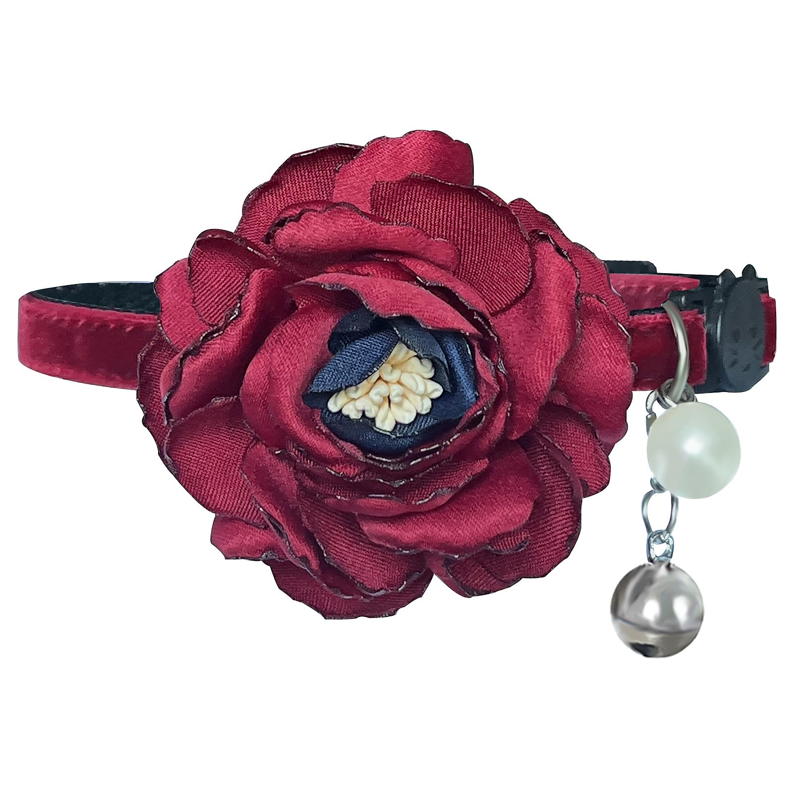Fupo Cat Collars for Girl Cats - Floral Cat Collar Breakway Kitten Collar with Bell for Small Female Cats Puppies (Red)