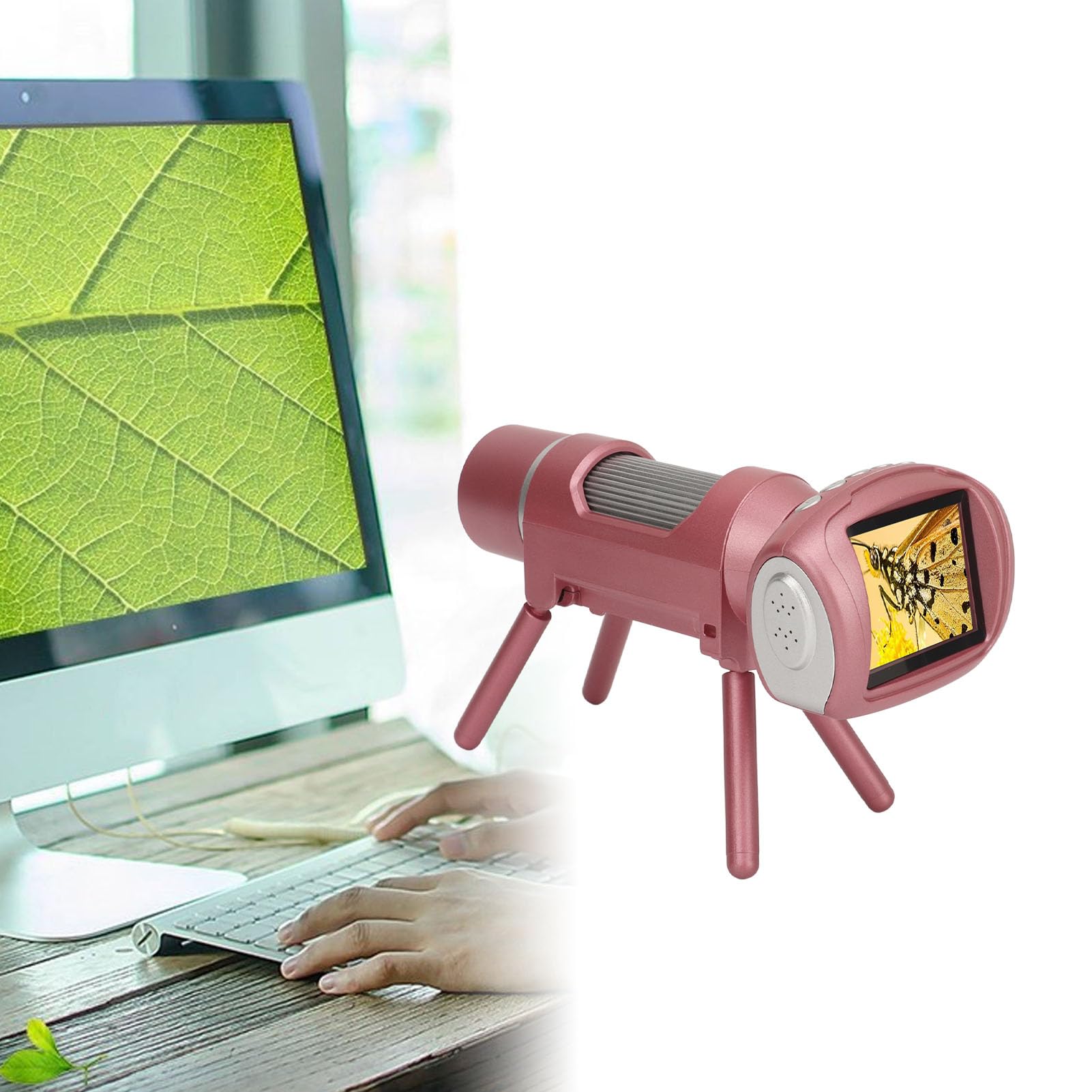 Microscopio Digital de 2 Pulgadas y 40 MP, Microscopio Digital de Bolsillo para Niños 1080P con 8 Luces LED, Zoom Digital Ajustable de 50X a 300X, Microscopio de Juguete de 900