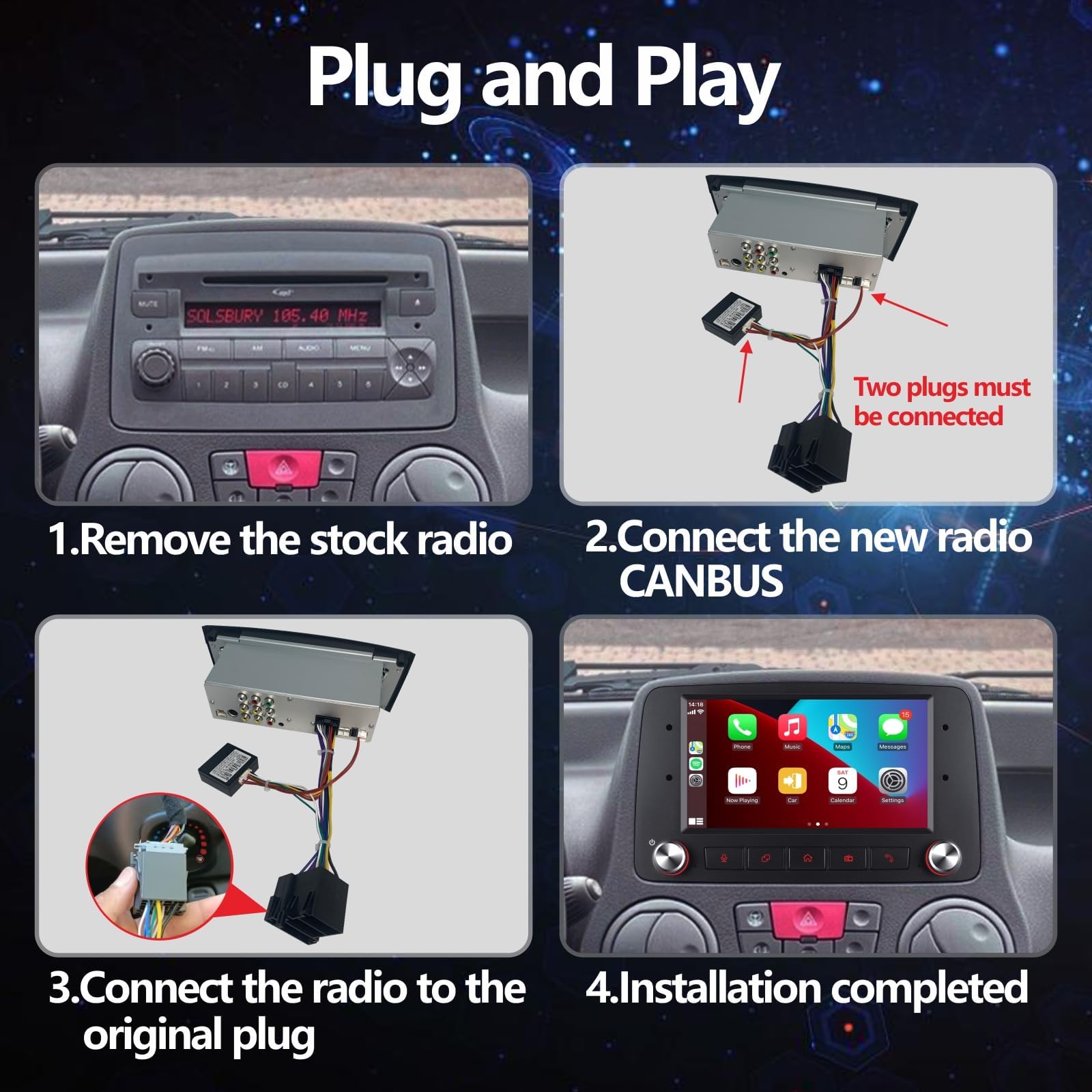Autoradio per Fiat Panda 169 2003-2012 Radio con Wireless Carplay/Android Auto Stereo IPS Touch Screen/Bluetooth/FM/AM/USB