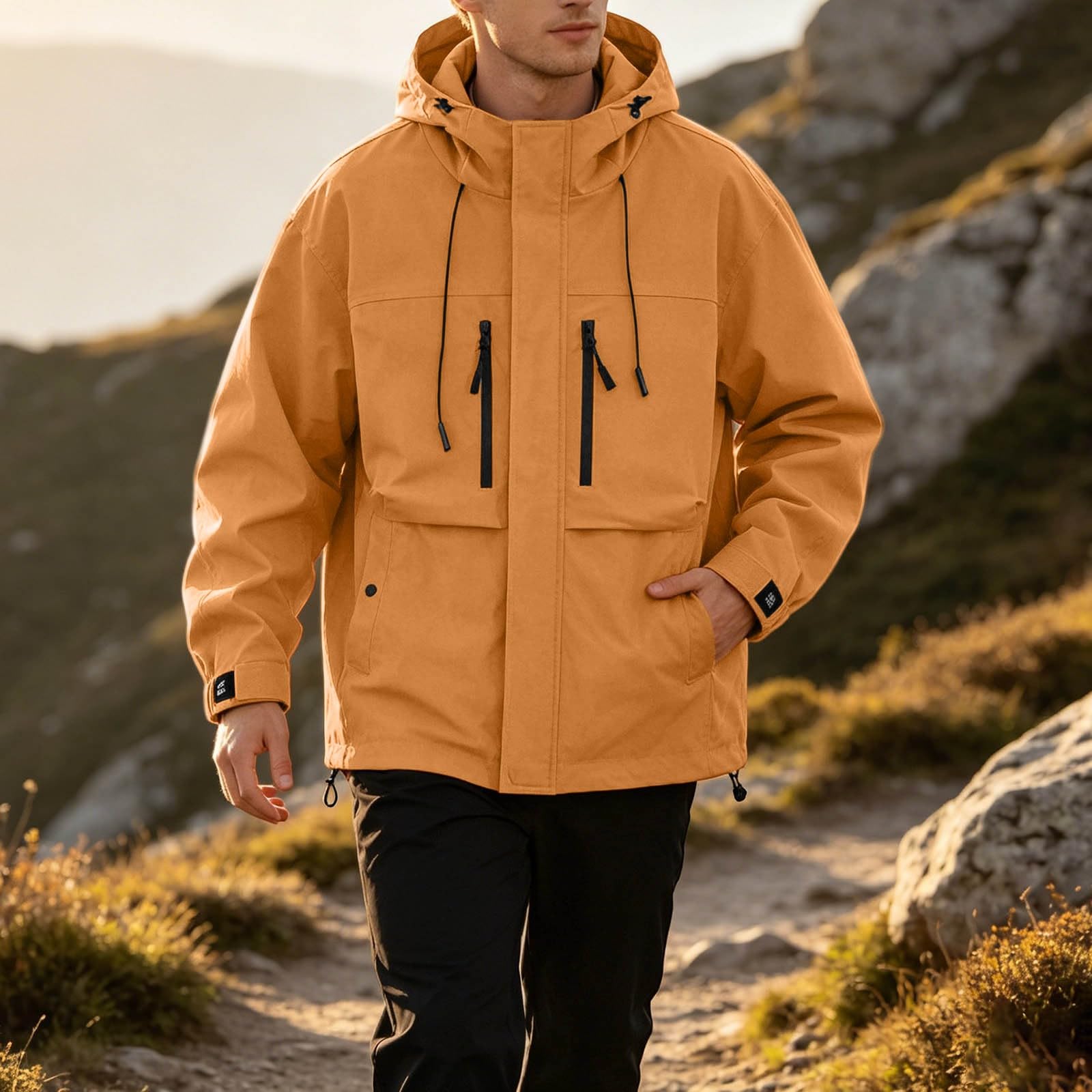 Chaqueta softshell para hombre, impermeable, cortavientos, ligera, con capucha, chaqueta deportiva transpirable