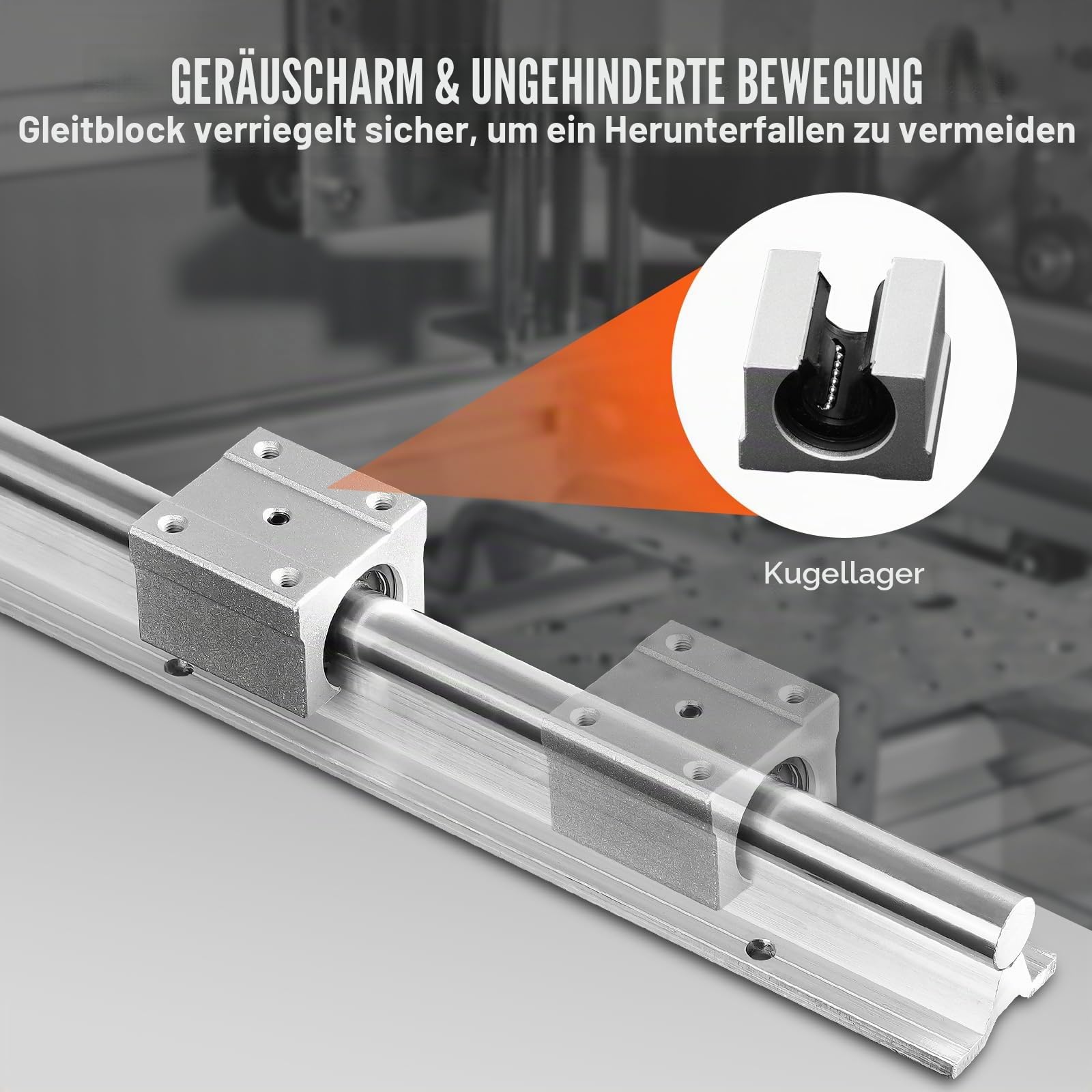 VEVOR Linearführung Linearschiene 2 Stk. SBR20-2200mm Kohlenstoffstahl Aluminium Führungsschiene mit 4 Stk. SBR20UU-Gleitblöcke Linearlager Lagerblock CNC Teile für 3D Drucker Fräs-/Drehmaschine