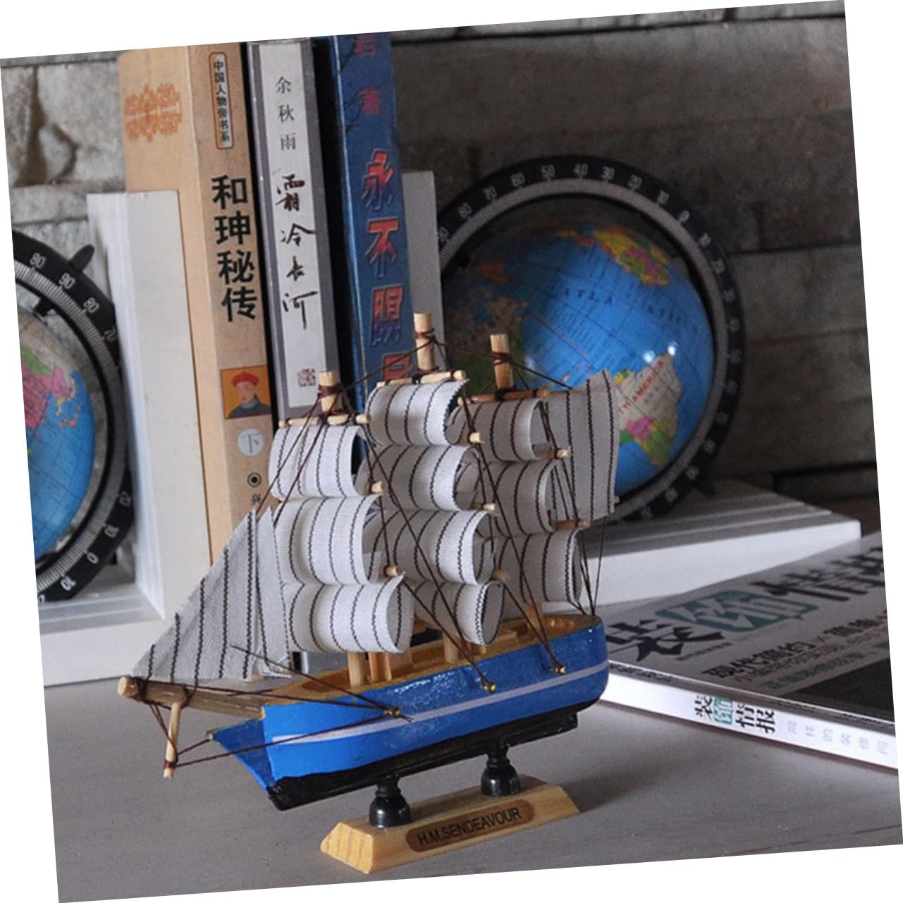 2 Pcs Wooden Sailboat Model Decor - 12 Inch Miniature Sailing Boat Ornament for Home Decoration Kids Toys, and Nautical-Themed Gifts - Image 3