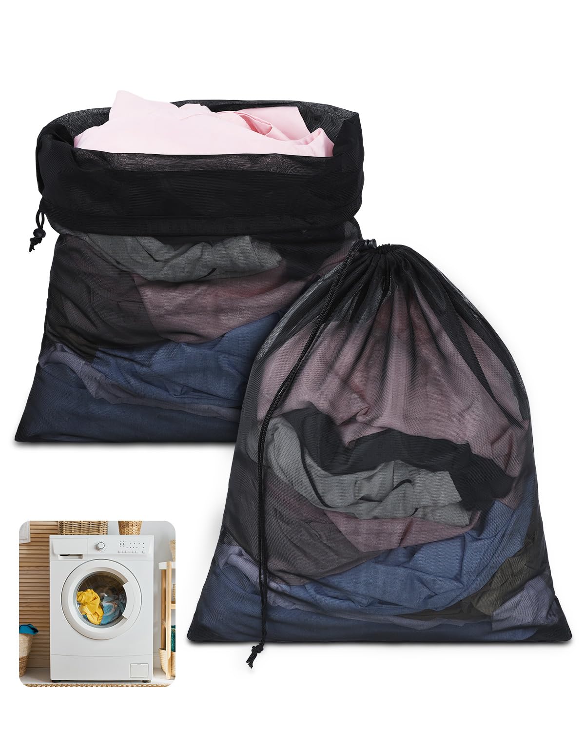 OTraki 2Pcs Mesh Laundry Bags, 50x60cm Travel Washing Bags Laundry Bags for Washing Machine Net Wash Bags for Delicates Toy Storage College Dorm Apartment Dwellers