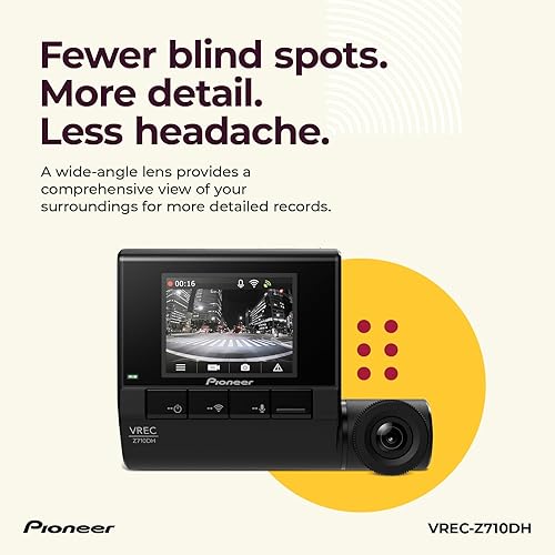 Miniatura 3 de Pioneer VREC-Z710DH - Sistema de cámara de tablero HD de 2 canales con WiFi y pantalla LCD de 2 pulgadas