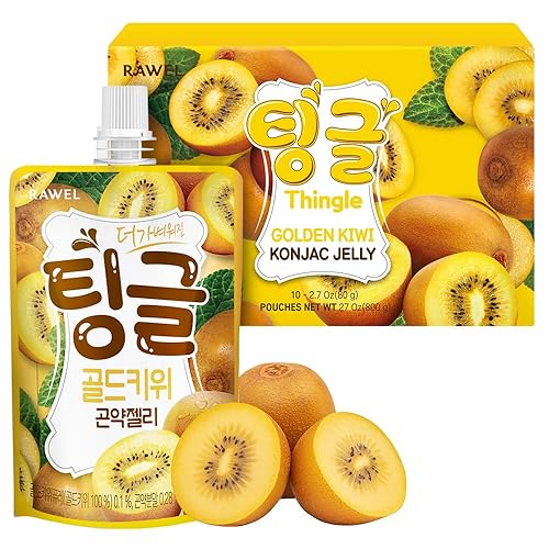 RAWEL Thingle Delicous Konjac Jelly - 1 caja (2.82 oz x 10 paquetes) 4 calorías por bolsa, sin azúcar, baja en calorías, gelatina sabor a fruta con