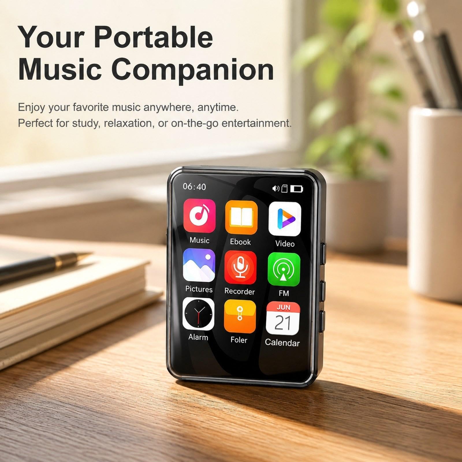 Reproductor MP3/MP4, Reproductor música, Ligero, con Sonido, portátil, para niños, vídeo, Libros electrónicos, Deportes, Fotos, Despertador, 64 GB